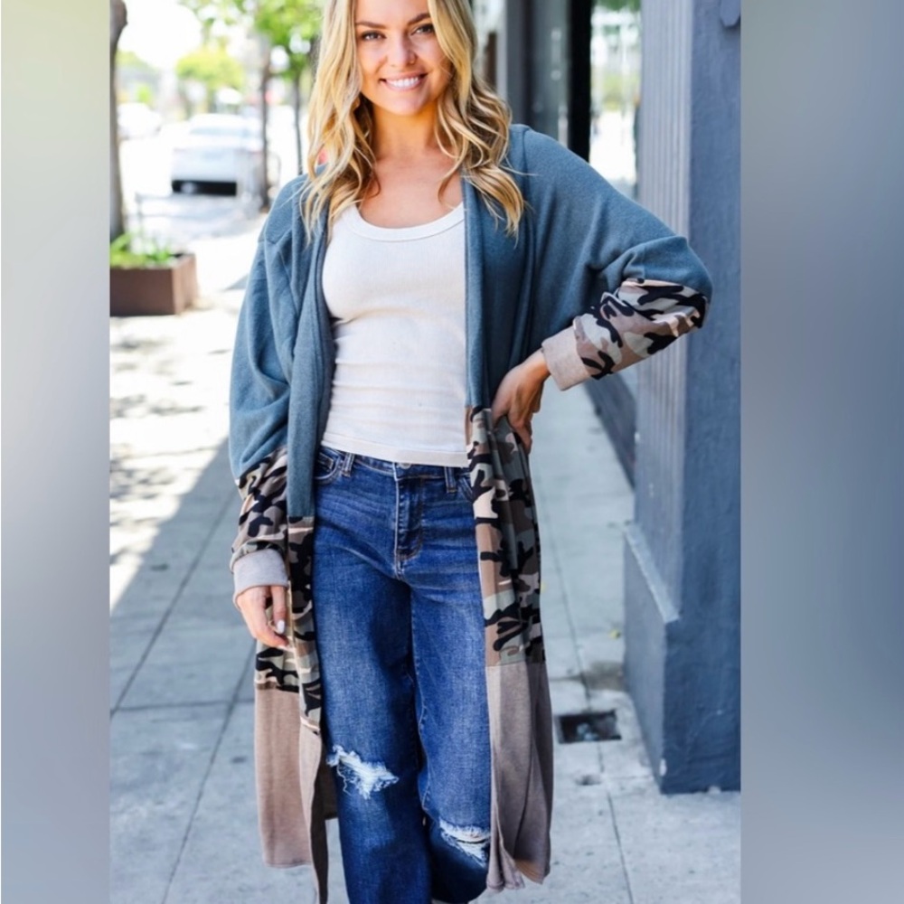 NWT POLIANA PLUS CAMO DUSTER CARDIGAN 1X - Picture 3 of 3